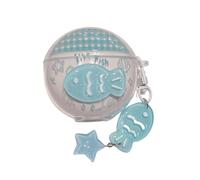 Lovely Light Blue Fish Pattern Case for Huawei FreeBuds 7i, Headphone Earphone Case Cover with Pendant Accessories