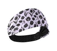 Lovely Lilac Black Flower no slip thick headband Stretchy sweatbands for washing face Workouts hiking diademas para ni?as