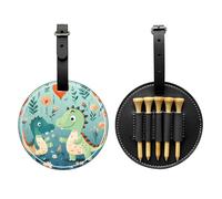 Lovely Little Dinosaur Baby Black Golf tee Storage Bag, Multifunctional Golf tee Storage Bag for Men, Durable PU Material