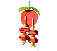 Lovely Little Flyers Fruit Conure Shreddable Chew Toys, Hanging Wood Block Bird Cage Toy for Parrots, Parakeets, Cockatiels and Small Birds, Shred Toy for Small Parrots (Red Strawberry)