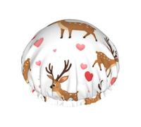 Lovely Little Sika Deer And Pink Love Heart Bath Cap
