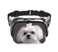 Lovely Maltese Dog Fanny Pack For Women Waterproof Adjustable Belt Bags Waist Pack Fashion Casual Crossbody Bags Bum Bag For Running Workout Hiking Traveling, Black, One Size
