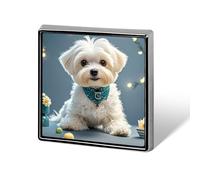 Lovely Maltese Dog Lapel Pin Fashion Brooch Pin Cute Button Badges Square Button Pins Enamel Pins Metal Pinback for Hat Shirt Clothing Bags Decoration