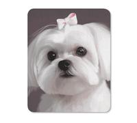 Lovely Maltese Dog Mouse Pad, Non-Slip Mousepad, Stitched Edges Waterproof Vertical Version Mouse Mat with Cute Pattern for Gaming Work Computer Office 9.4"x7.9"