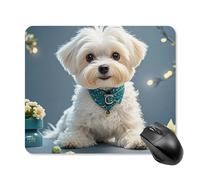 Lovely Maltese Dog Mouse Pad Square Laptop Mouse Mat Cute Computer Mousepad Keyboard Pad Non-Slip Desk Pads for Gaming Office Work Home 25 * 30cm