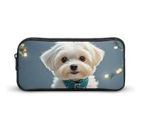 Lovely Maltese Dog Pencil Case - Large Aesthetic Makeup Bag Multi-Purpose Pencil Pouch Cute Cosmetic Bag with Zipper Closure for Office, Home, Study & Travel