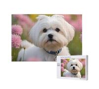 Lovely Maltese Dog Print,1000 Pieces Wooden Jigsaw Family Game Jigsaw Puzzles for Adults Teens Home Decor