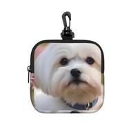 Lovely Maltese Dog Print, Square Zipper Storage Bag, Neoprene Coin Purse, Small Wallets, Change Pouch, Change Purse