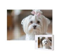 Lovely Maltese Dog Printed,300 Pieces Wooden Jigsaw Family Game Jigsaw Puzzles for Adults Teens Home Decor