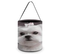 Lovely Maltese Dog Printing Candy Basket Halloween Trick Or Treat Bags Gift Bucket For Halloween Party Or Daily Supplies, Style, One Size