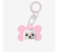 Lovely Maltese Dog Printing Cute Acrylic Dogs Tag Double Side Bone Shap Id Tags with Keychain for Pet Crafts Decorations