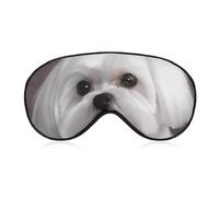 Lovely Maltese Dog Sleep Mask,Adjustable Strap Sleeping Mask, Complete Light Blocking Sleep Shade Cover,Soft Breathable Comfortable Blindfold for Women and Men