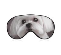 Lovely Maltese Dog Sleeping Mask, Light Blocking Eye Mask, Comfortable and Soft, Eye Cover with Elastic Band, Suitable for Men and Women, Suitable for Travel/Sleeping
