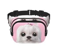 Lovely Maltese Dog Square Double-Layer Waist Bag Chest Bag Crossbody Bag Running Travel Hiking Waist Bag