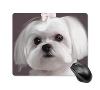 Lovely Maltese Dog Square Mouse Pad Portable Computer Mousepad with Non-Slip Rubber Base 18 * 22cm Ultra-Thin Gaming Mouse Mat for Computer Laptop Office Desk Accessories