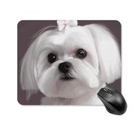 Lovely Maltese Dog Square Mouse Pad Portable Computer Mousepad with Non-Slip Rubber Base 20 * 25cm Ultra-Thin Gaming Mouse Mat for Computer Laptop Office Desk Accessories