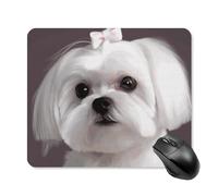 Lovely Maltese Dog Square Mouse Pad Portable Computer Mousepad with Non-Slip Rubber Base 25 * 30cm Ultra-Thin Gaming Mouse Mat for Computer Laptop Office Desk Accessories