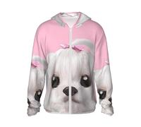 Lovely Maltese Dog Sun Protection Hoodie Quick-Dry Tops Summer Uv Protection