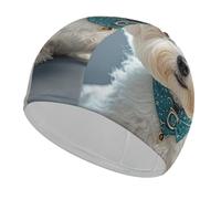 Lovely Maltese Dog Swim Cap for Women Men Swimming Hat Bath Waterproof Pool Caps for Long Thick Curly Hair