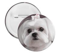 Lovely Maltese Dog Tinplate Badge Personalized Round Brooch Large Craft Button Suitable for Teachers, Nurses, Doctors, Staff, Party Gift Accessories, style, 1PCS