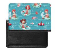 Lovely Mermaids Ship Passport Holder Travel Wallet Cover Case with Card Slot Organiser for Men Women