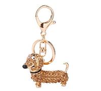 Lovely Metal Dog Dachshund Keychain Shaped Rhinestone Shining Keychain Bag Car Pocket Ornaments Women Men Souvenirs Birthday Gift Useful and Professional