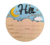 Lovely Moon Charm Birth Welcome Board Newborns Baby Shower with Weight Height Record Natural Wood Photo Props Baby Birth Detail