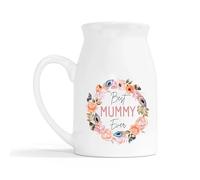 Lovely Mothers Day Milk Jug Vase - Best Mummy Ever Flower Wreath Ceramic Vase - Mothers Day Mum Mothering Sunday Mummy