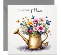 Lovely Mum Happy Birthday Card - Watering Can Birthday Cards for Mum Mother Mom