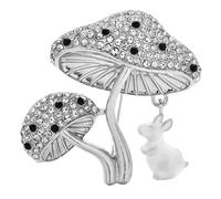 Lovely Mushroom and Rabbit Brooches Pins For Women Lady 2-color Rhinestone Plants And Animal Party(STYLE PC)