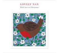 Lovely Nan Festive Robin With Love Artistic Christmas Card Xmas Greeting Cards