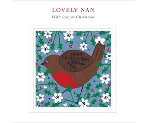 Lovely Nan Festive Robin With Love Artistic Christmas Card Xmas Greeting Cards