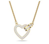 Lovely necklace, Heart, White, 18K gold finish