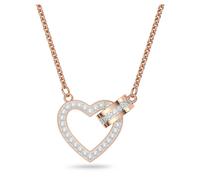 Lovely necklace, Heart, White, 18K rose gold finish