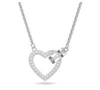Lovely necklace, Heart, White, Rhodium plated