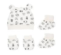 Lovely Newborn Cotton Hat Set Anti-Scratch Gloves and Foot Covers | Gift, Warm Daily Wear for Baby Girls, Simple Adorable Style, Cotton Pieces for Boy Girl Hands