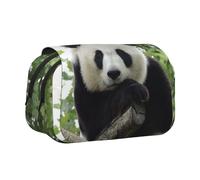Lovely Panda Double Layer Flip-Top Pencil Case,Large Capacity 50 Pens Organizer, Durable Polyester Stationery Holder for School, Art Travel (All-Over Print)