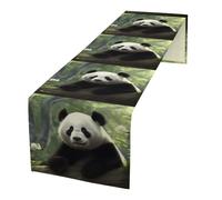 Lovely Panda Linen Table Runner 72 Inches Long Farmhouse Table Runners Dining Table Dresser Runner Scarves Tabletop Decoration for Kitchen Home Party Holiday