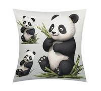 Lovely Panda Pillow Covers with Zipper for Sofa, Soft Plush Pillowcase for Living Room, Cozy Fluffy Cushion Covers for Bedroom, Breathable Throw Pillow Cover for Hotel, 18 in