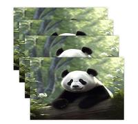 Lovely Panda Placemats Set 30x45cm*4 Heat Resistant Washable Placemat Waterproof Table Placemats Non-Slip Wipeable Tables Mat Kitchen Place Mats for Dining Party Home Decor