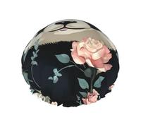 Lovely Panda Printed Shower Cap for Women Double Layers Thick Hair Caps Reusable Waterproof Bath Caps with Elastic Band Hair Hat Washable Shower Hat for Men Women Spa Salon