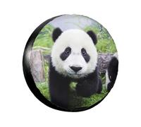 Lovely Panda Walking On The Grassland Wheel Cover14-17 Inch Spare Tyre Cover Fit Traile Rv Suv Truck Tough Tire Wheel Soft Cover