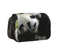 Lovely Pandas Double Layer Flip-Top Pencil Case,Large Capacity 50 Pens Organizer, Durable Polyester Stationery Holder for School, Art Travel (All-Over Print)