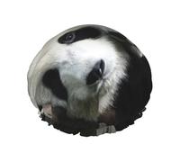 Lovely Pandas Print Shower Cap, Lined Shower Cap For Women Reusable, Double Layer Waterproof Bath Cap