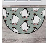 Lovely Penguin Pattern Half Round Door Mat Indoor Entrance Area Rug Non-Slip Semi Circle Welcome Doormat Durable Absorbent Floor Mat for Home Kitchen Living Room 39" x 63"