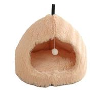Lovely Pet House Soft Long Plush With Hanging Toy Nonslip And Warm For Small Dogs Cats Indoor Pet Sleep Shelters Plush Cats Bed