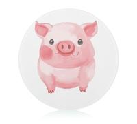 Lovely Pig Cutting Board for Kitchen Mini Cheese Chopping Board Round Tempered Glass Chopping Block for Picnic Cutting Pizza Meat Fruit(7.9 Inch)