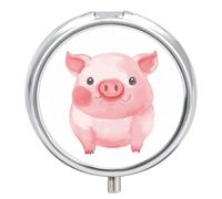 Lovely Pig Pill Box Case 3 Compartment Travel Medicine Pill Organizer 3X A Day Portable Vitamin Organizer with Mirror Small Pillbox for Purse & Pocket Cute Daily Medicine Container Metal Vitamin Case