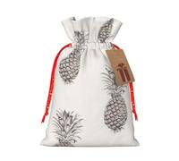 Lovely Pineapple Print Christmas Gift Bag, Drawstring Christmas Bags Reusable Gift Bags With Name Tags