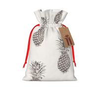 Lovely Pineapple Print Christmas Gift Bag, Drawstring Christmas Bags Reusable Gift Bags With Name Tags